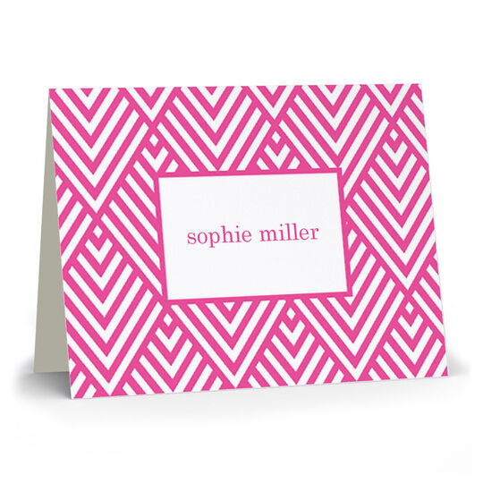 Pink Modern Chevron Folded Note Cards